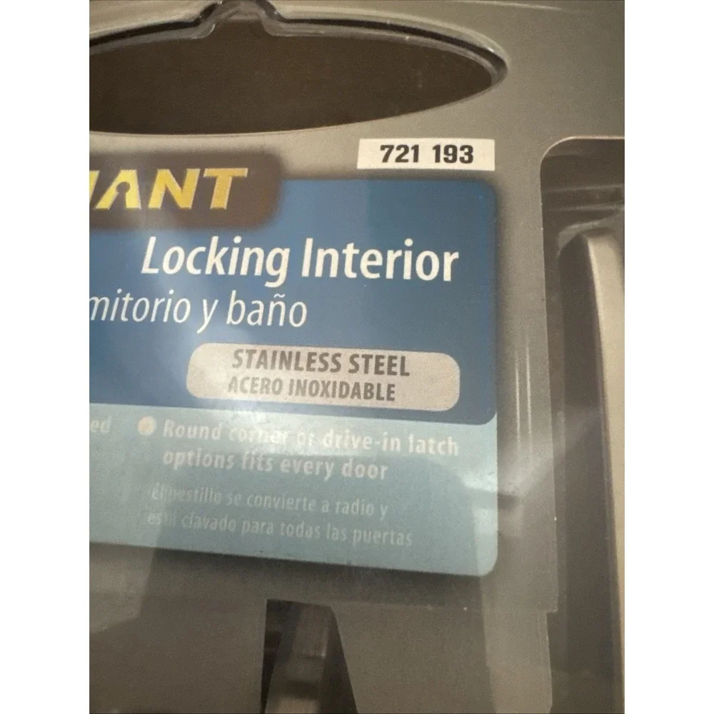DEFIANT Olympic Bed & Bath Locking Door Lever Knob Stainless 721 193 New